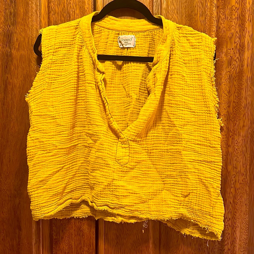 9Seed Women Yellow Sleeveless Blouse S